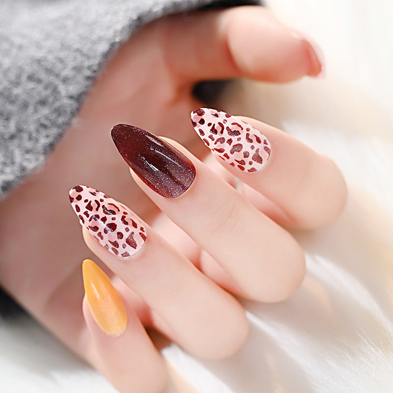 Leopard Print Water Drop Nail Stickers Wear