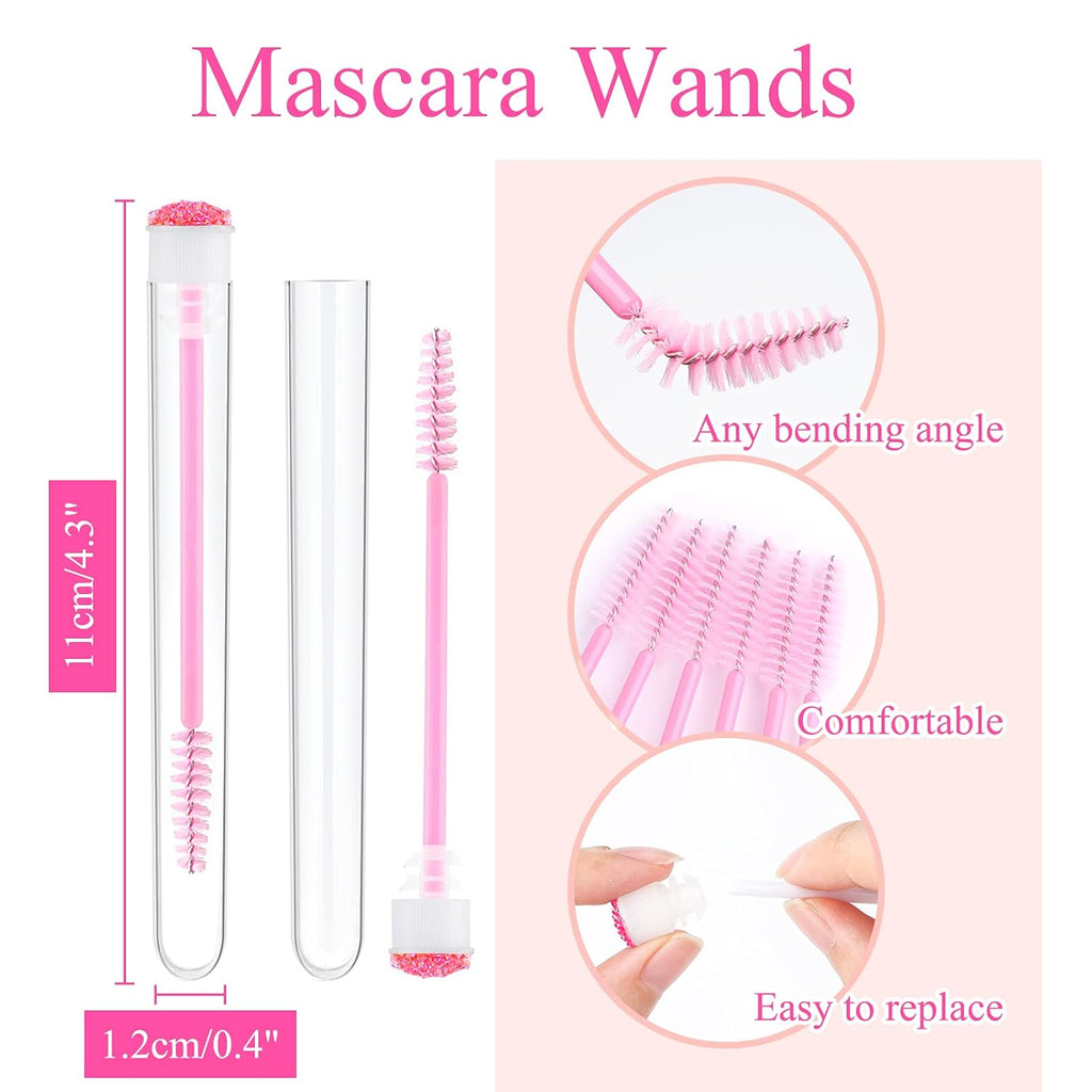 10 - 50 Pcs Disposable Eyelash & Mascara Brushes Diamond Lash Spoolie Wands For Makeup, Extensions & Cleaning 4 Colors