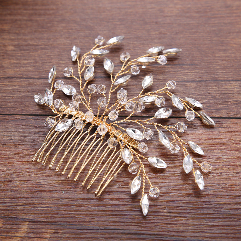 Handmade Glass Crystal Hair Comb For Bride