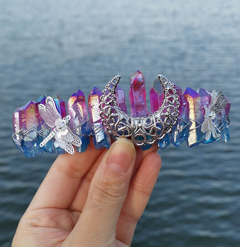 Handmade Dragonfly Accessories Moon Crown Bride Hairband