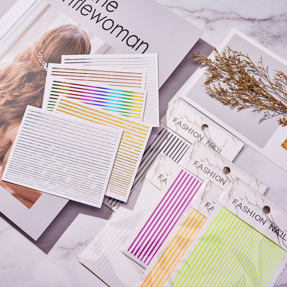 Stickers Bright Line Back Glue Fashion Nail Paste Decorative Multi-color Nail Patches