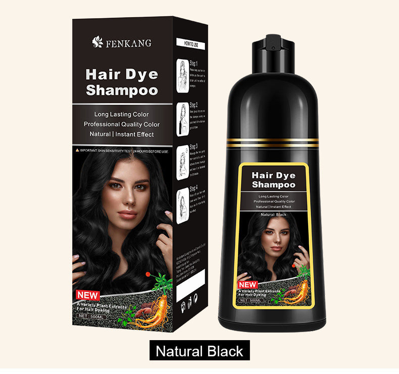 FENKANG English Black Plant Hair Dye Covering Gray Hair Wash Black Bubble Hair Color Cream