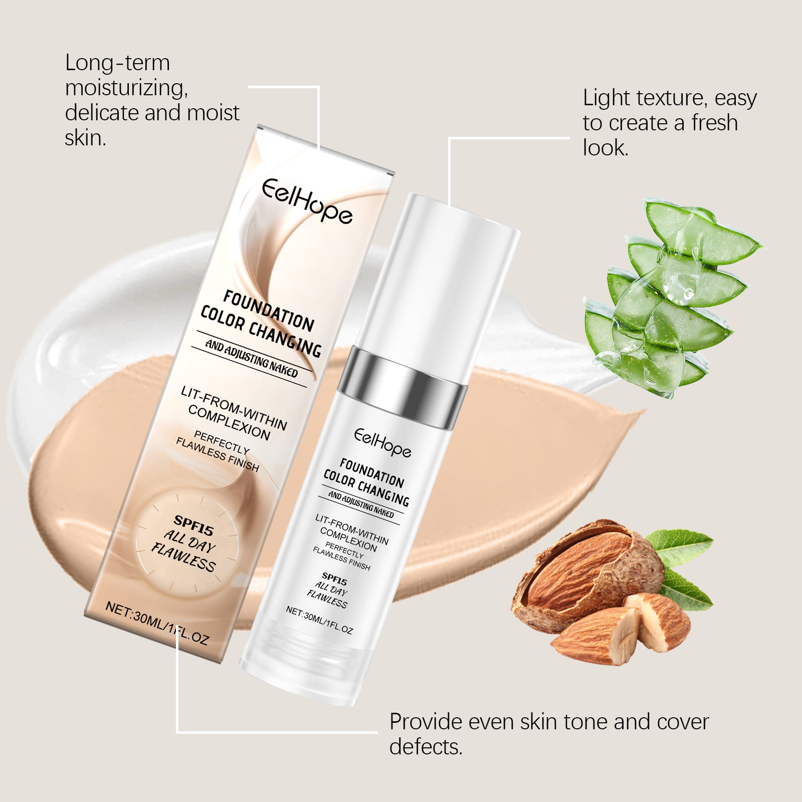 Temperature Change Concealing Foundation Natural Moisturizing
