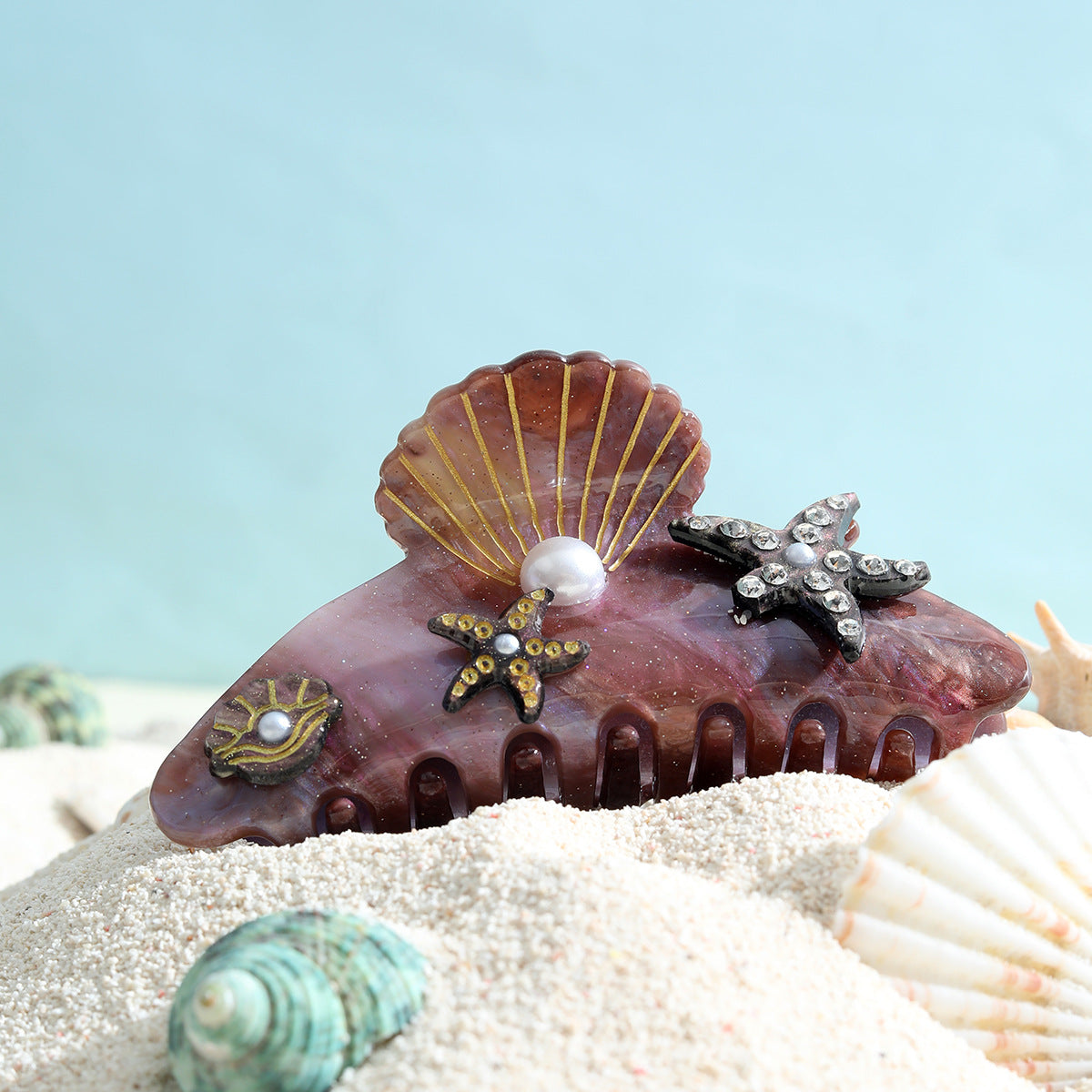 Ocean Acrylic Starfish Shell Temperament Seabed Barrettes