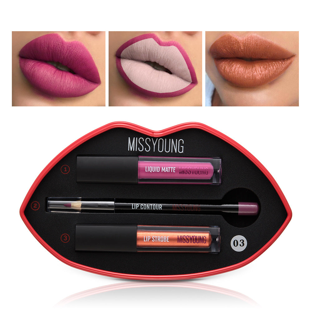 Women's Matte Pearly Lip Gloss Lipstick Pen Set