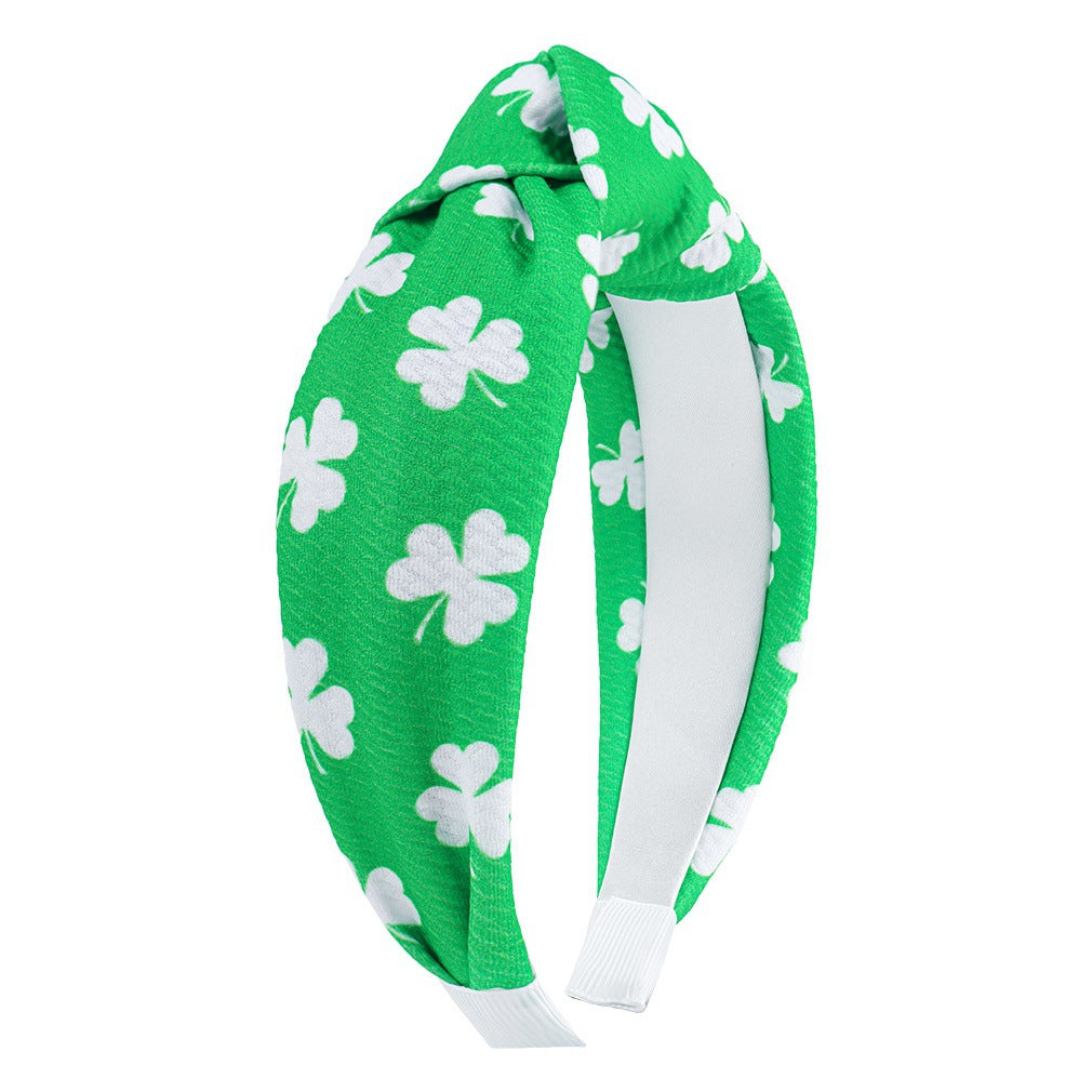 St Patrick's Holiday Clover Seersucker Knotted Hair Hoop