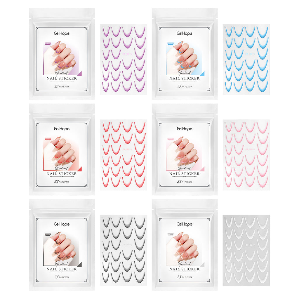 Eelhope Gradient Nail Sticker Simple Manicures Decoration