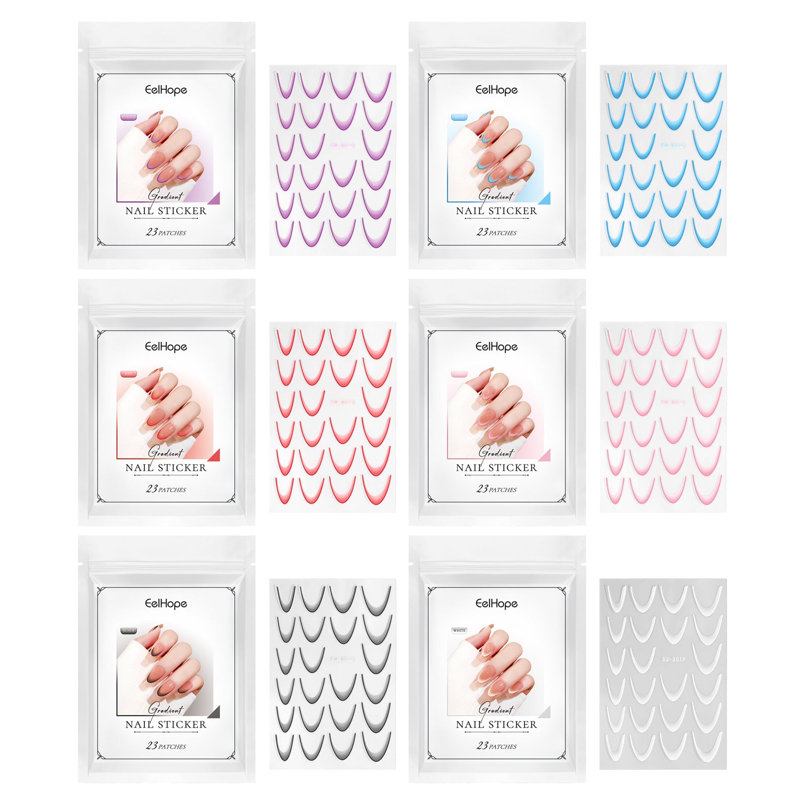 Eelhope Gradient Nail Sticker Simple Manicures Decoration
