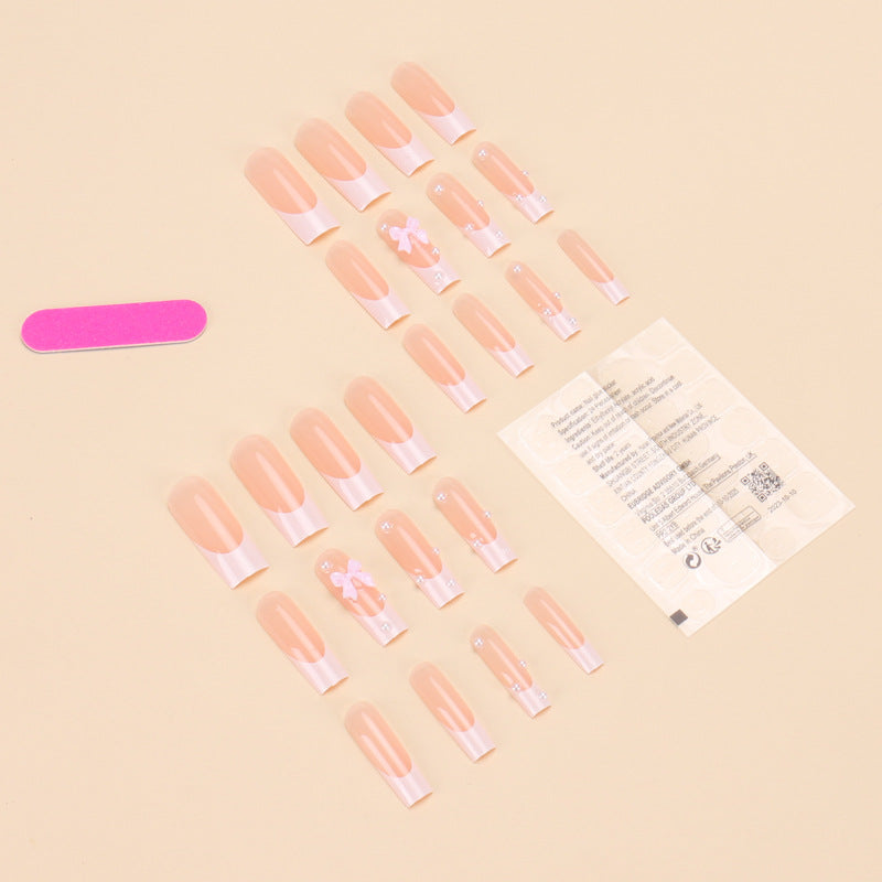 Rectangular Pearl Bow Nail Sticker Finished Product