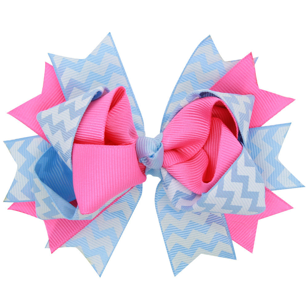 European And American Children's Wavy Bow Hairpin Color Matching