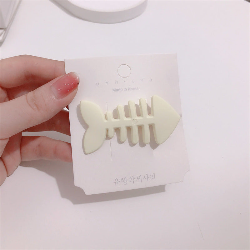 Minimalist Candy Color Fishbone Barrettes Cute Funny Side Bangs Female
