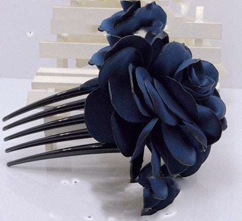 Fabric Burning And Ironing Edge Flower Hair Comb Five Teeth