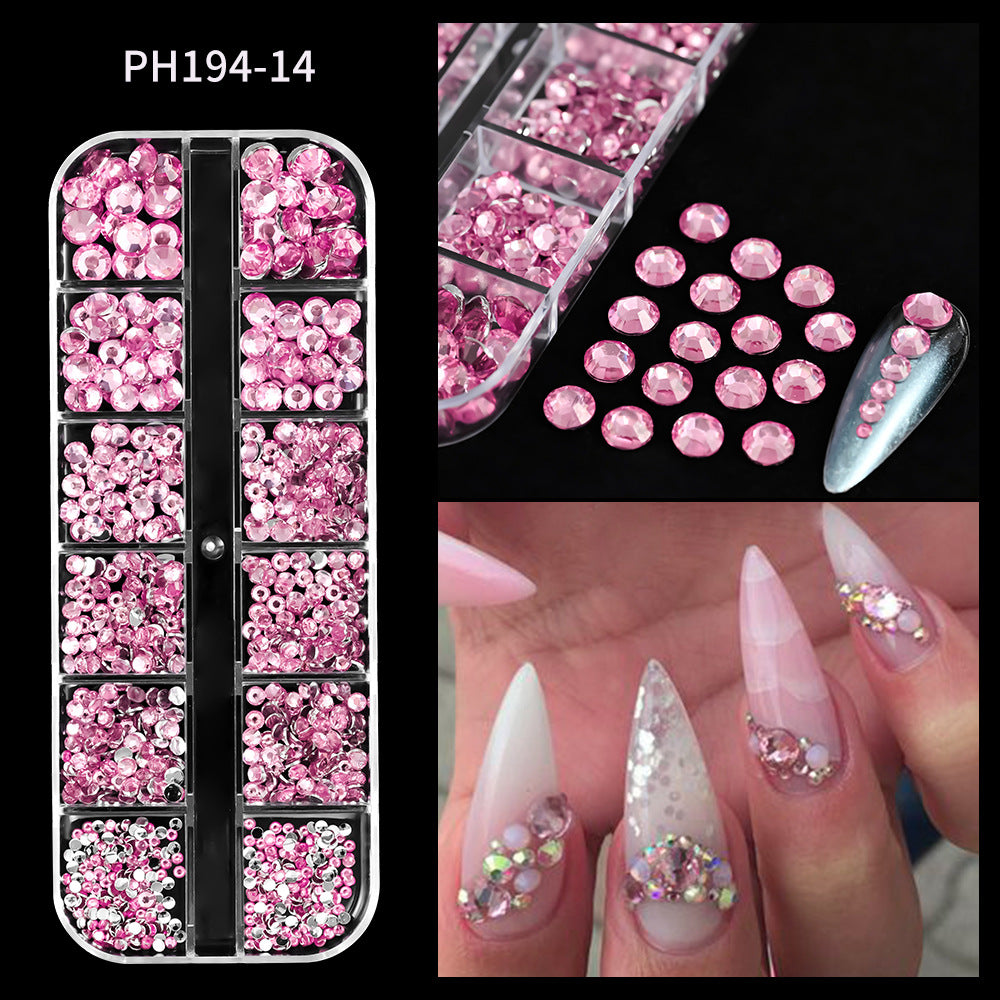 Plaid Nail Beauty Flat Bottom Rhinestone
