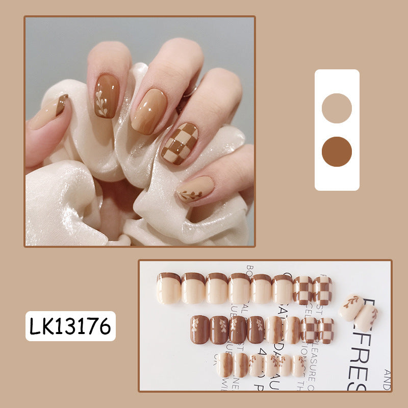 Beauty Nails Kurixiang Latte Pull Wearing Nail Nail Patch Nail Patch