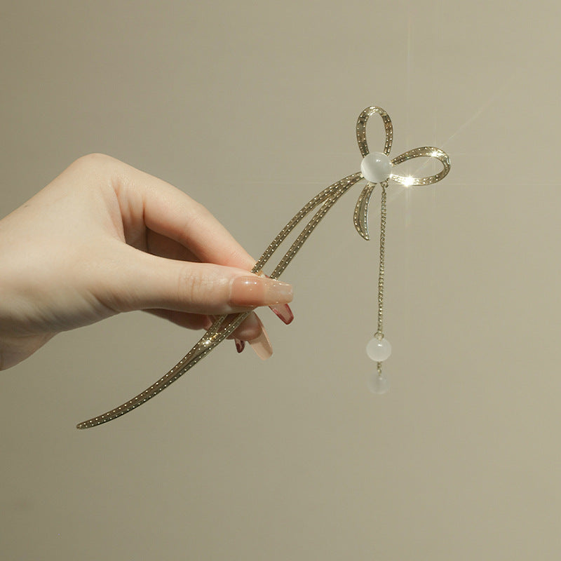 Bow Hairpin Simple Modern Crystal