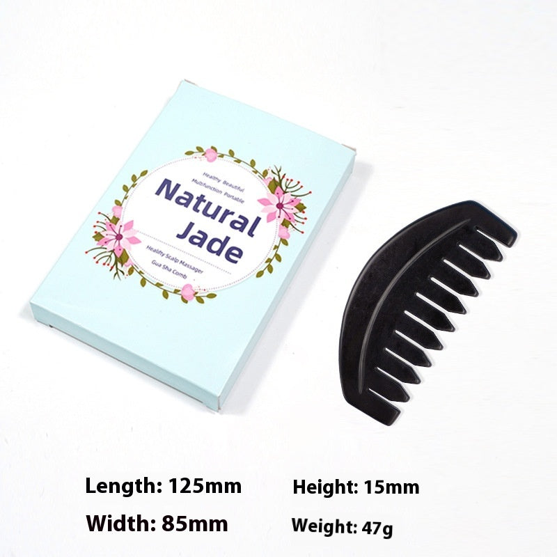 Dual-purpose Scraping Scalp Meridian Portable Head Massage Jade Comb