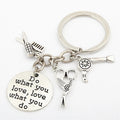 Scissors Hair Dryer Comb Styling Hairdresser Simple Alloy Key Ring