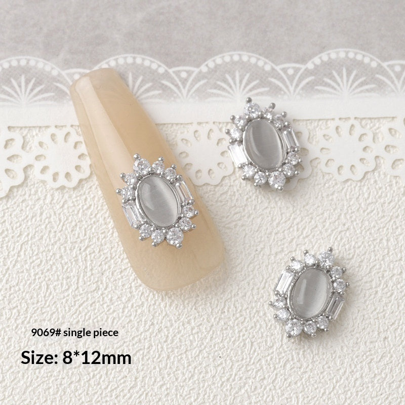 Silver Zircon Bow Nail Art Accessories