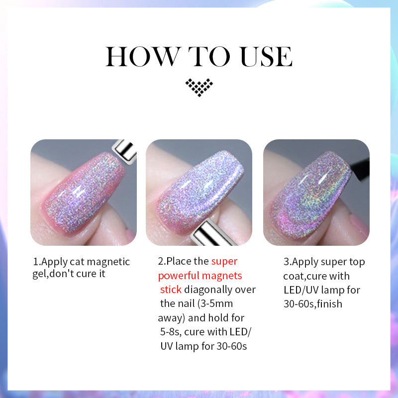 New Three-color Aurora Rainbow Glass Cat Eye Gel Polish Phototherapy Plastic