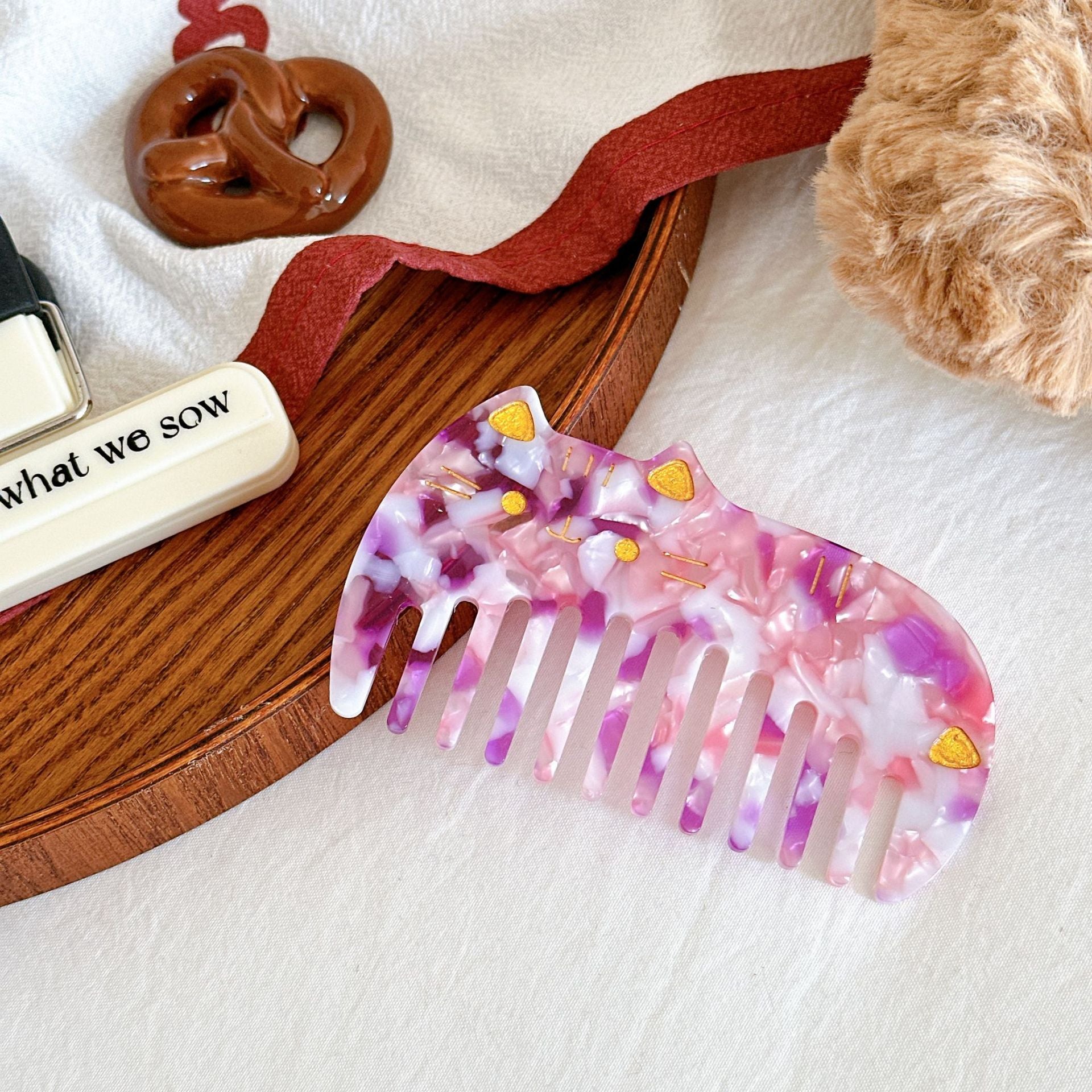 Retro Acetate Portable Cute Cat Comb