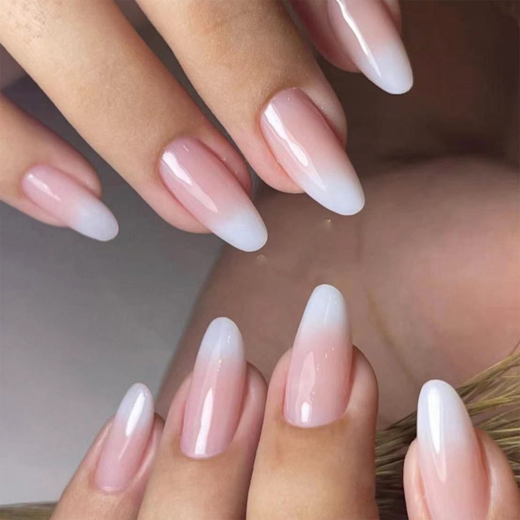 Marlly Canner Almond Wear Nail Simple Frosted Glossy Fake Nail Tip