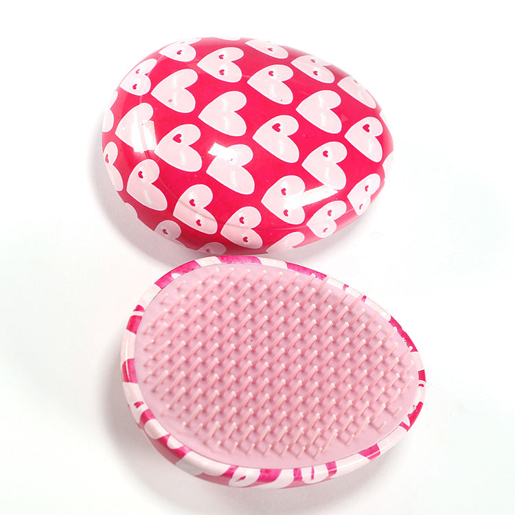 Portable Student Peach Heart Print Salon Massage Comb