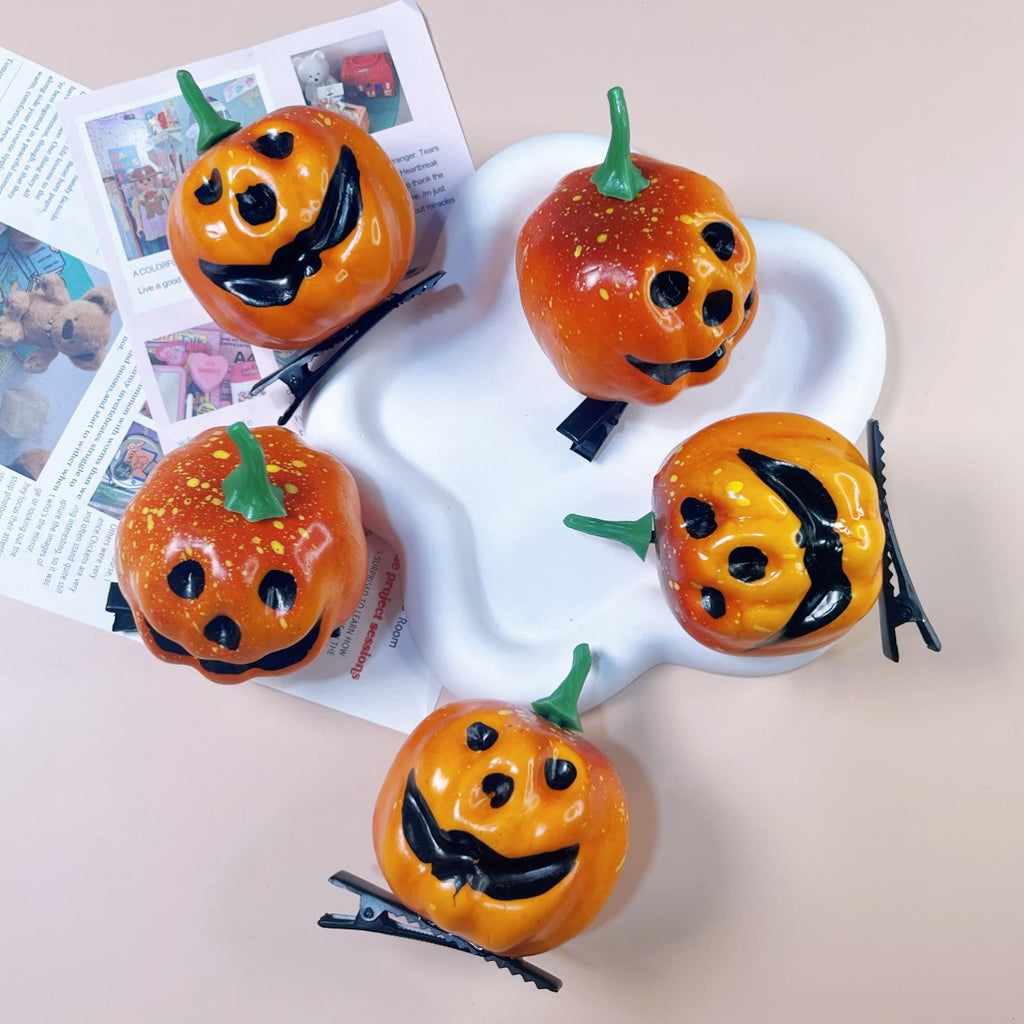 Halloween Barrettes Small Pumpkin Simulation Face
