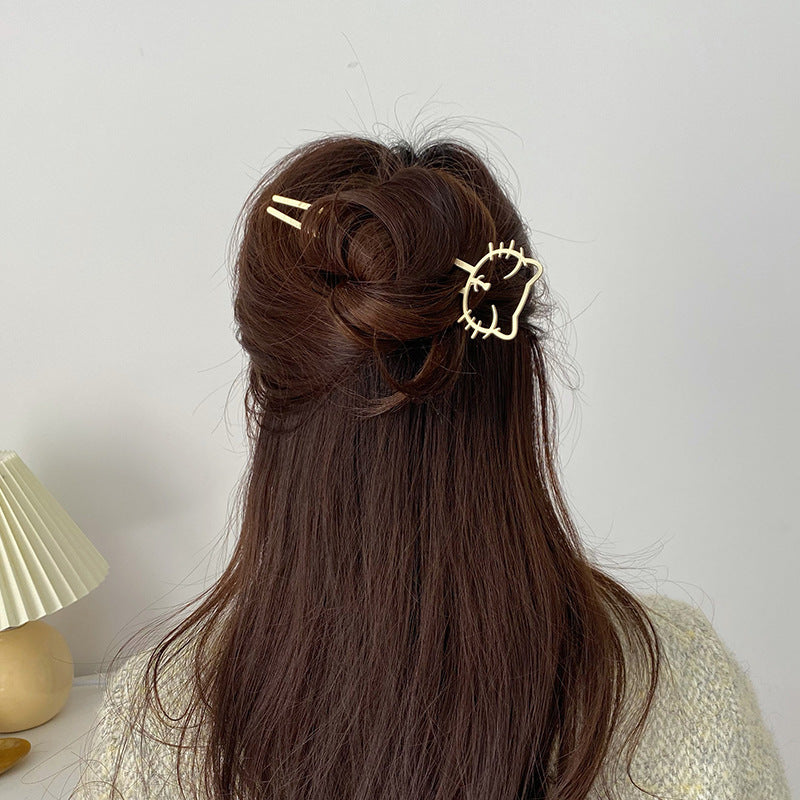 Fashion Personality Cute Matte Metal Cat Hairpin