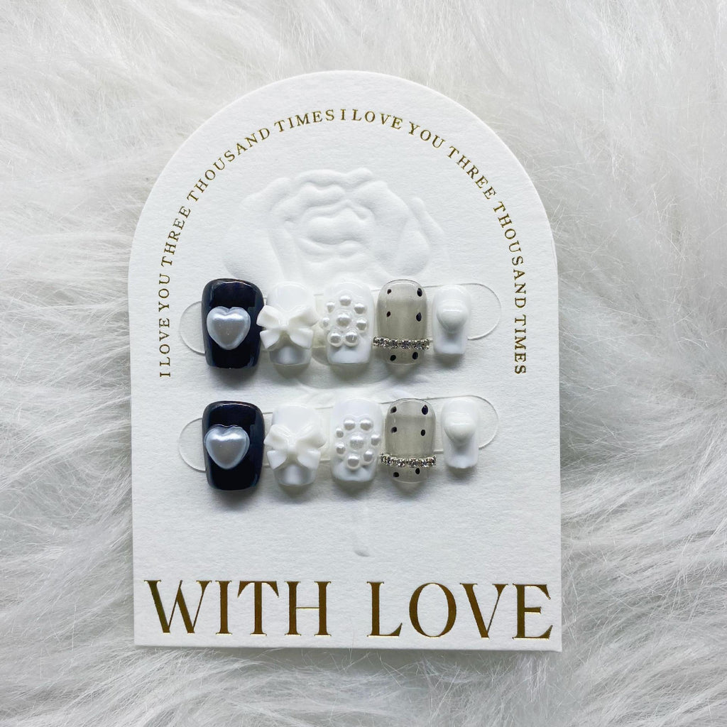 Black And White Cute Women's Handmade Nail Patch