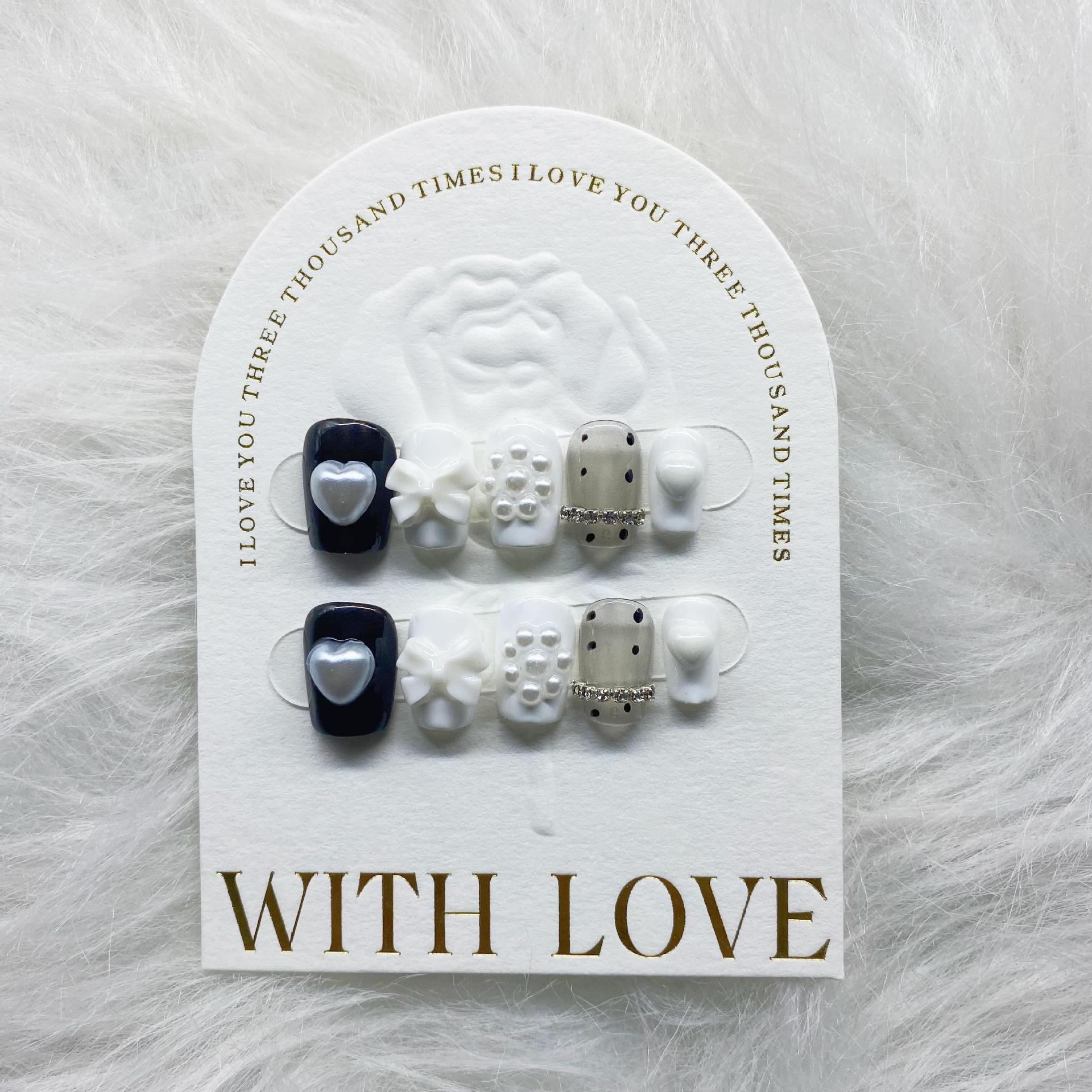 Black And White Cute Women's Handmade Nail Patch