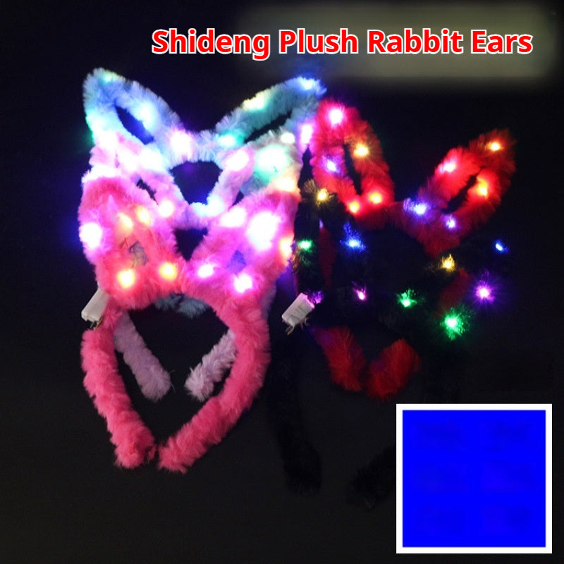 Glowing Headdress Antlers Headband Rabbit Ear Garland With Light