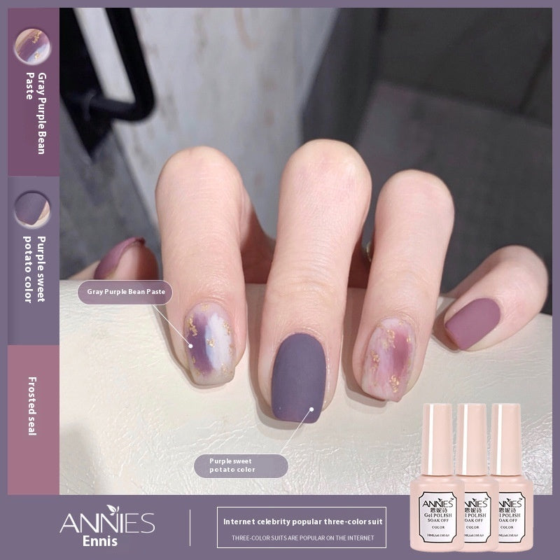 Annies Ennis Women's Three-color New Ice Jelly Nude Color Gel Nail Polish Suit