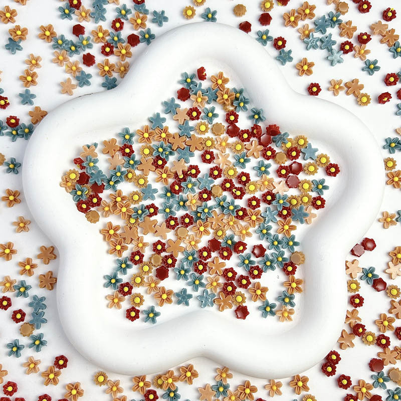 Resin Color Five Petal Flower Nail Jewelry