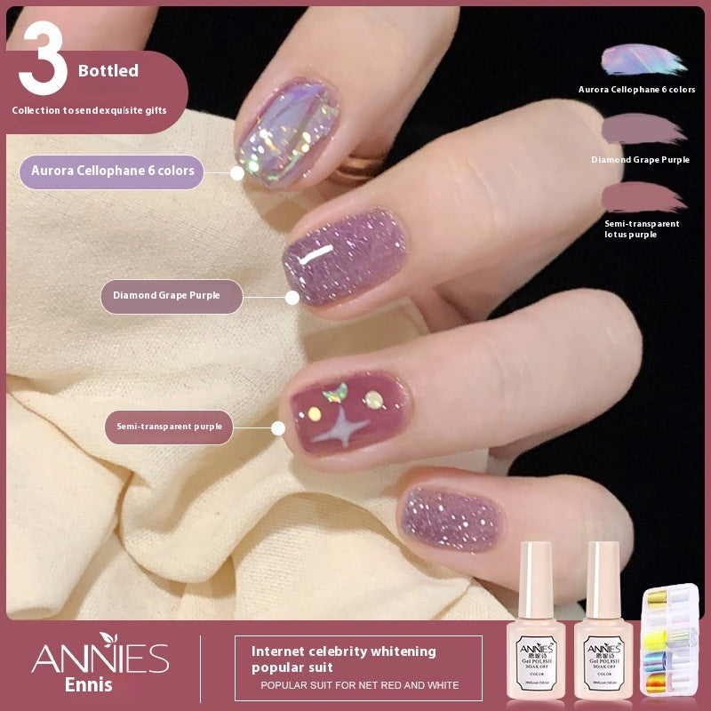 Annies Ennis Women's Three-color New Ice Jelly Nude Color Gel Nail Polish Suit
