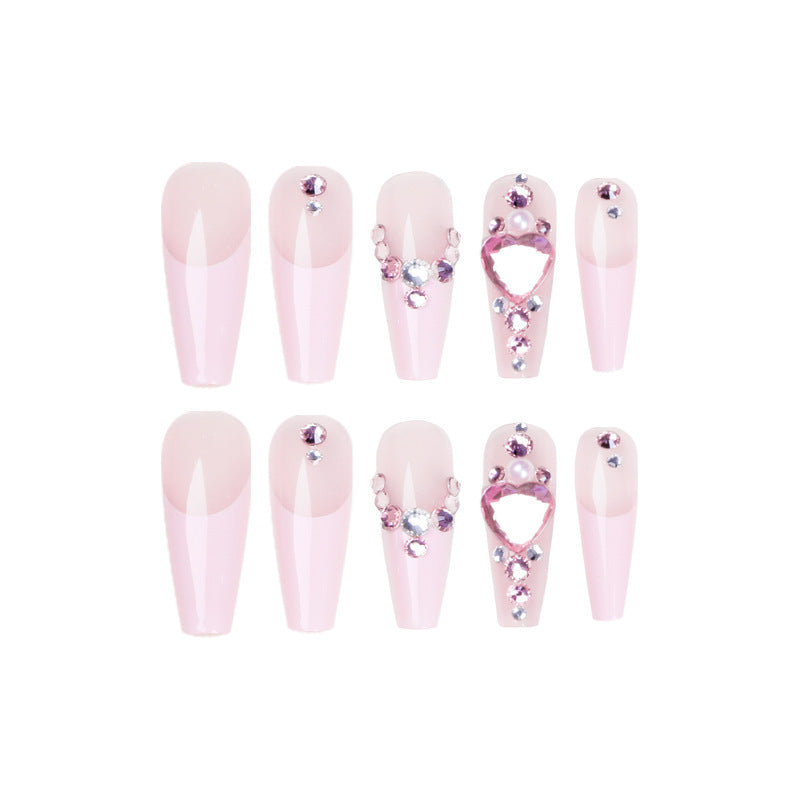 French Long Ballet Love Pile Diamond Wear Nail Polish