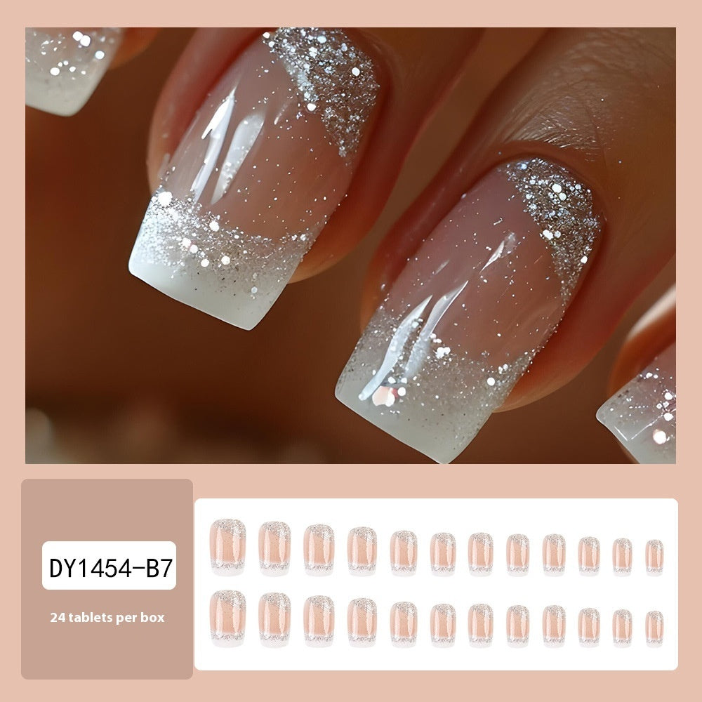 Bright Star Shining White Edge French Nail Sticker