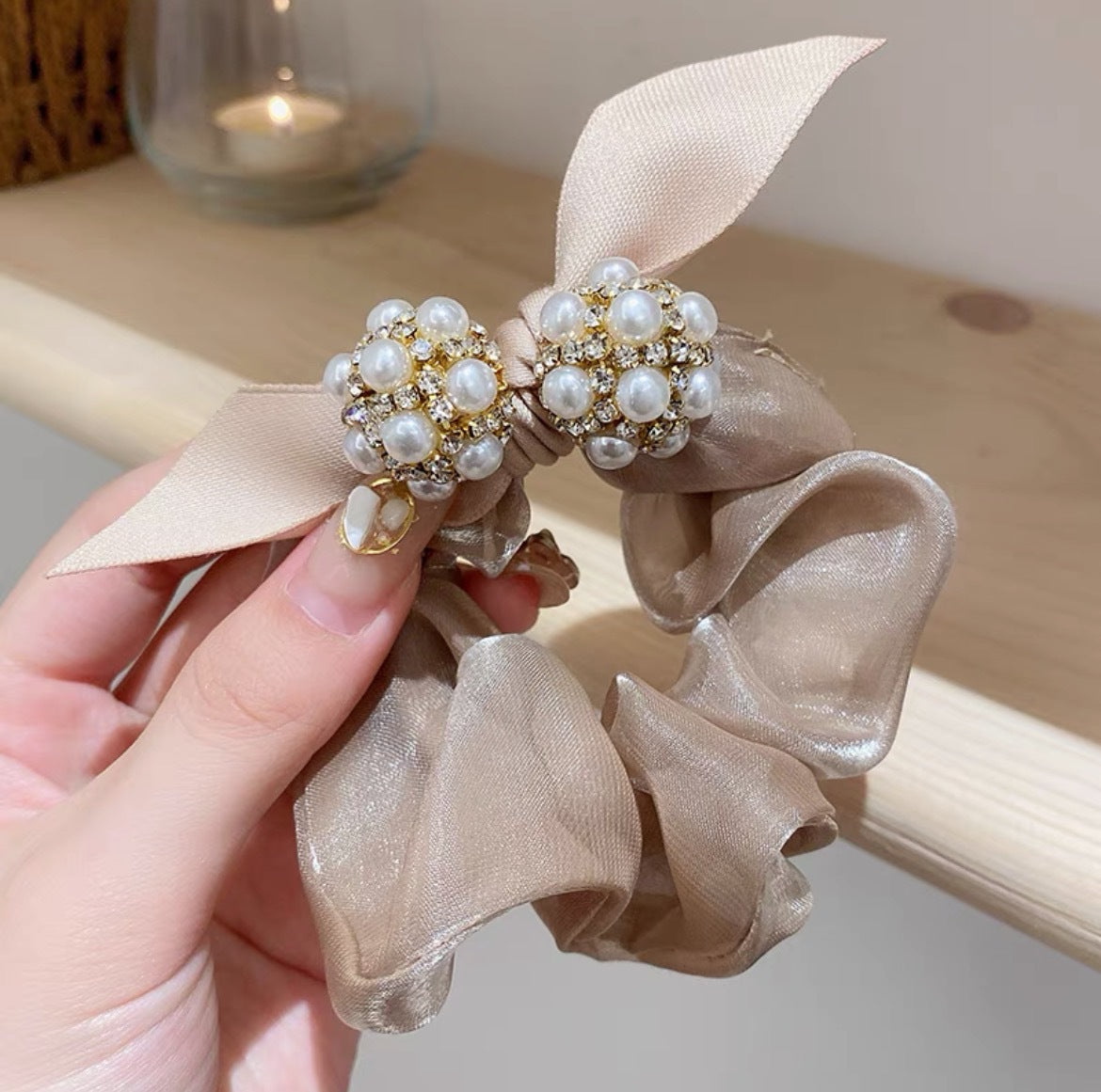 Beaded Rope Bowknot Rubber Band Large Intestine Ring