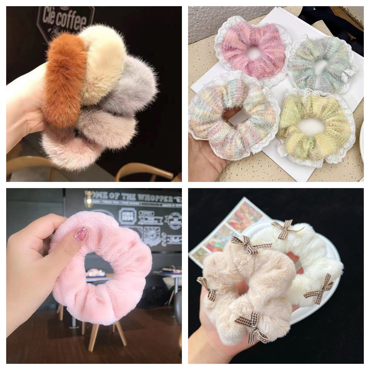 Plush Hair Ring Large Intestine Ring Candy Color Hair Rope