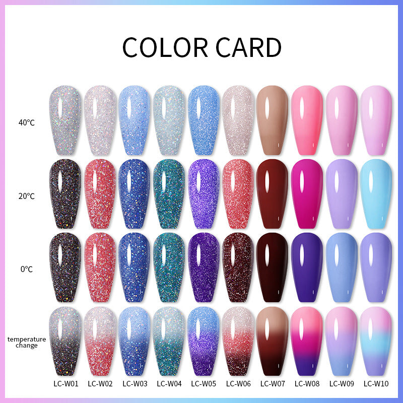 Lilycute Temperature Change Glitter UV Polish Three-section Color Change