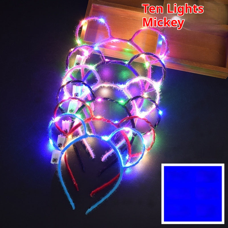 Glowing Headdress Antlers Headband Rabbit Ear Garland With Light