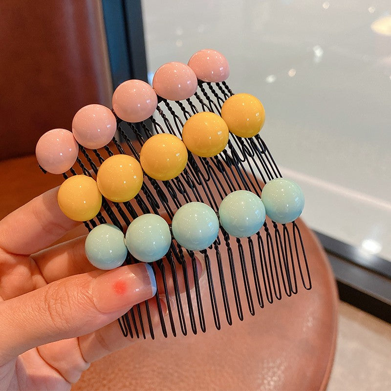 Summer Women's Candy Color Round Bean Hair Comb Organizer