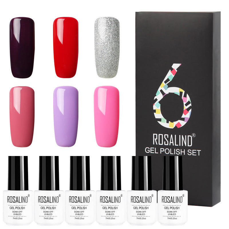 Rosalind 6 Colors Set Solid Color Gel Polish Set Nail Polish Gift Box Manicure