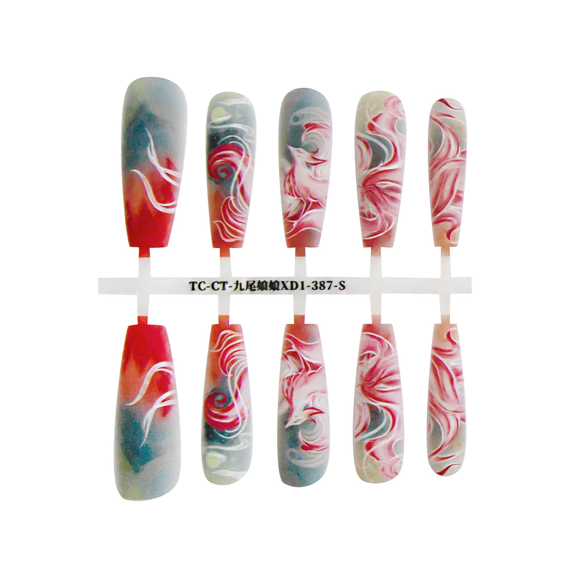 Press On Nails Nine-tail Lady Long Ladder Plated Crystal Suede Frosted Sealing Nail Art
