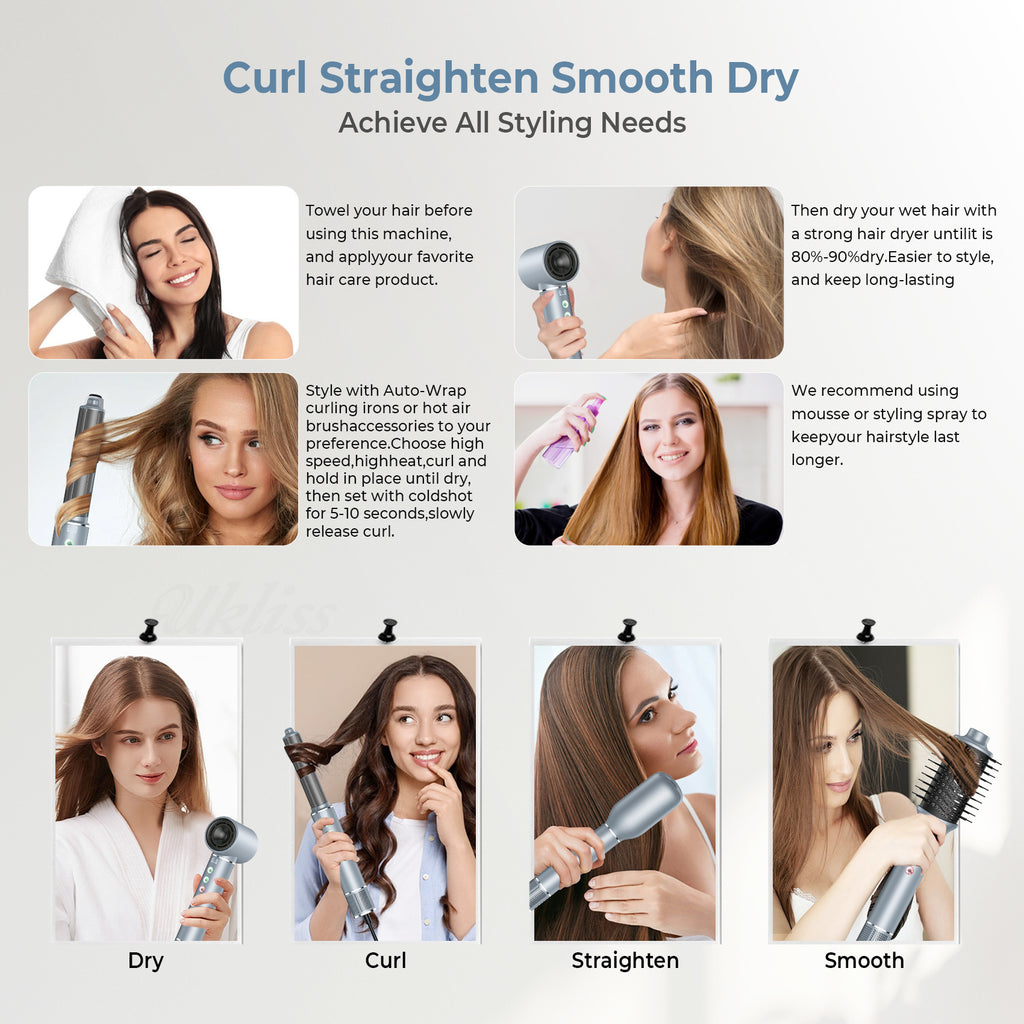 High-Speed Hot Air Comb Multi-function Roll Hair Dryer