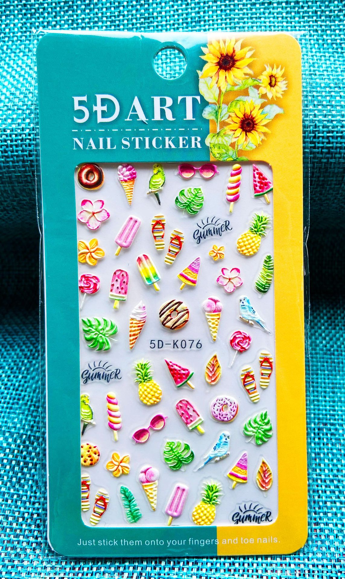 5D Art Embossed Nail Sticker Plaid Nail Sticker Three-dimensional Bow Nail Sticker Summer Nail Sticker