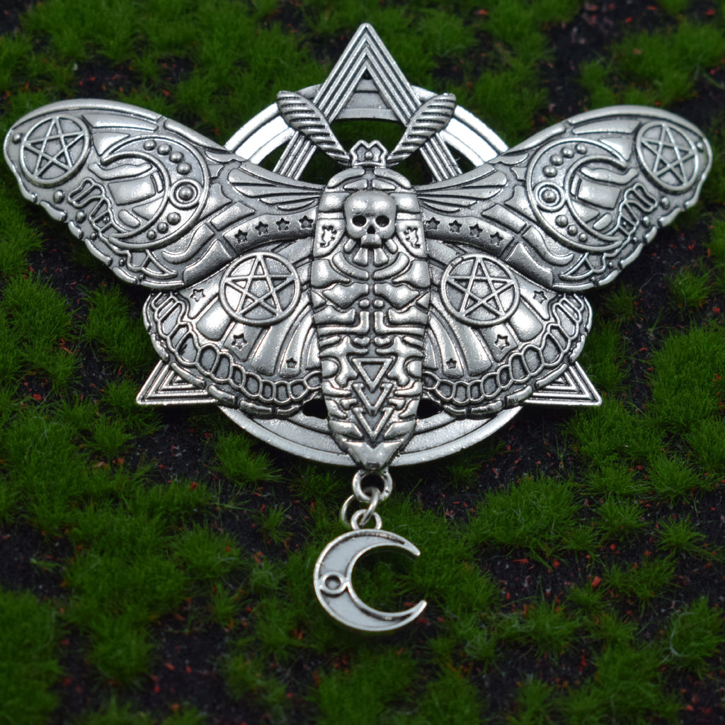 Retro Gothic Moth And Moon Pendant Hairpin