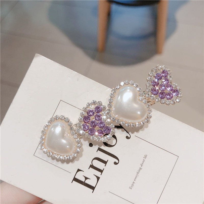 Purple flashing diamond girl full of diamond hair clips