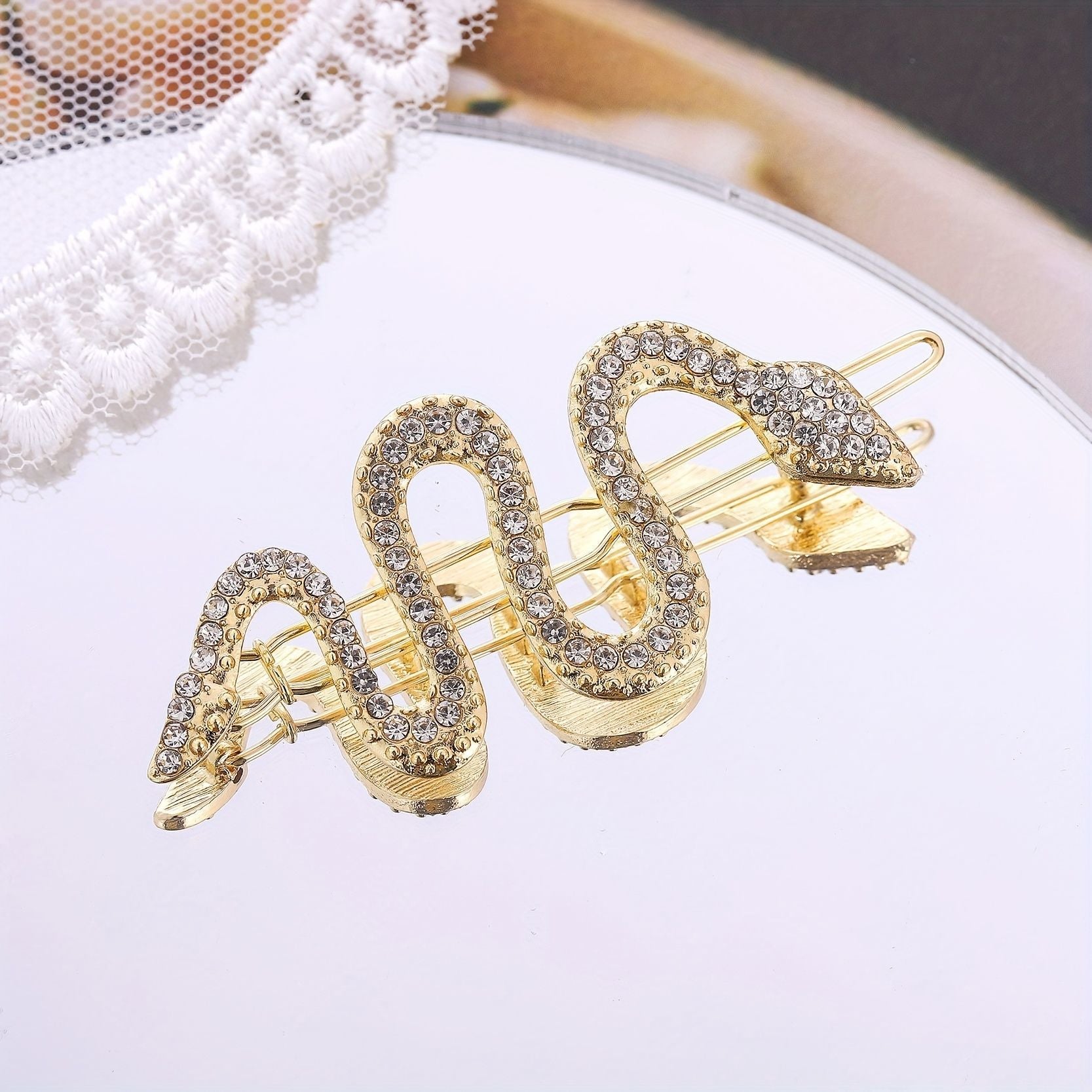 South Korea Vintage Court Rhinestone Snake Barrettes