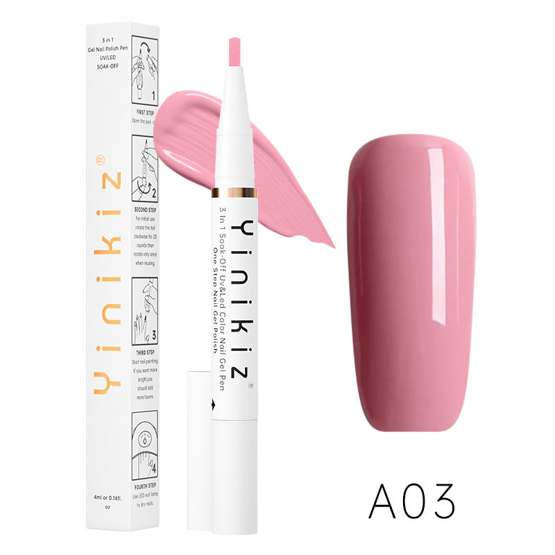 Yinikiz One-Step Glue Lazy Pen White Three-in-one UV Polish Convenient And Fast Beginner Manicure