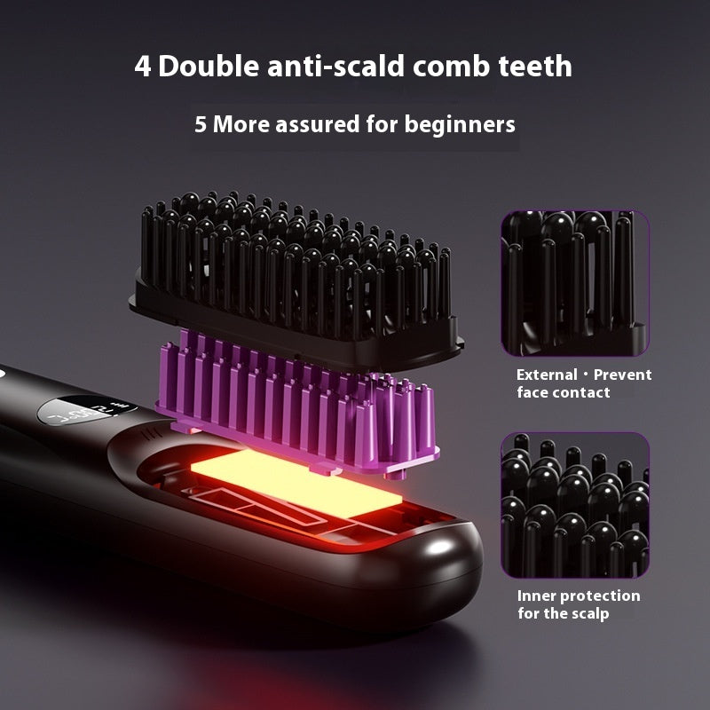 LCD USB Charging Ceramic Heating Comb Straight Hair